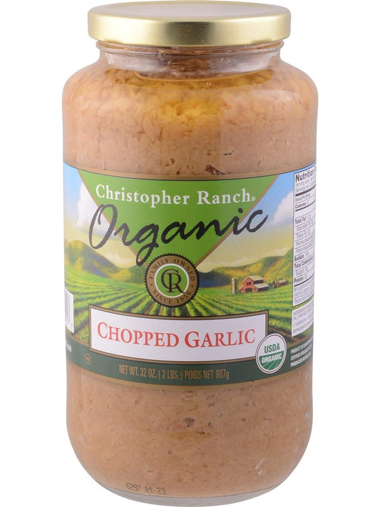 Chopped Garlic Organic USDA Christopher Ranch Gilroy California Best Deal 32 oz $11.98