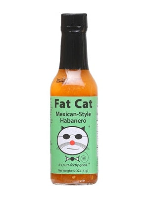 Hot Sauce Fat Cat Mexican Style Habanero Green Label 5 oz Heat 6 $7.48
