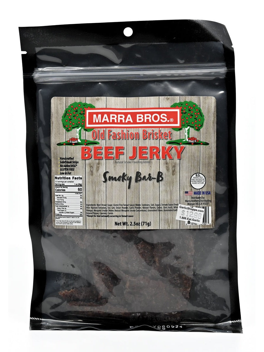 Jerky Smoky Bar-B Old Fashion Brisket Beef Jerky Marra Bros 2.5 oz $12.98