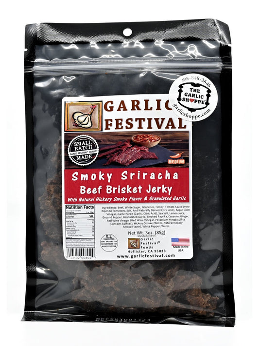 Jerky Smoky Sriracha Beef Brisket Jerky Garlic Festival 3 oz $12.98