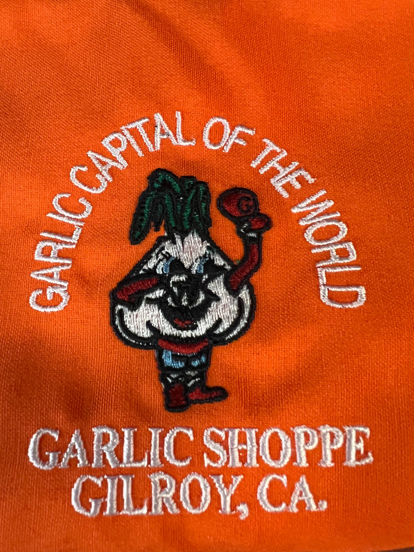 圍裙 Garlic Capital of the World Garlic Dude Logo Garlic Shoppe Gilroy CA 刺繡