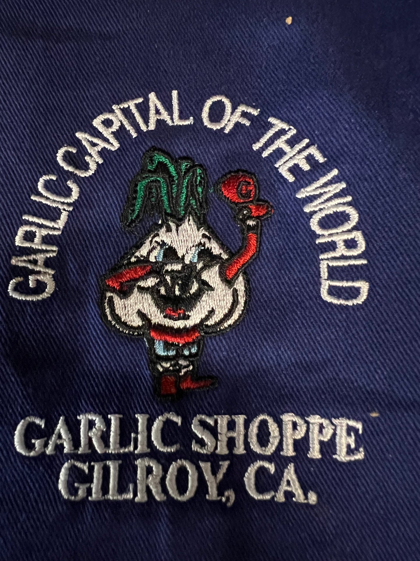 圍裙 Garlic Capital of the World Garlic Dude Logo Garlic Shoppe Gilroy CA 刺繡