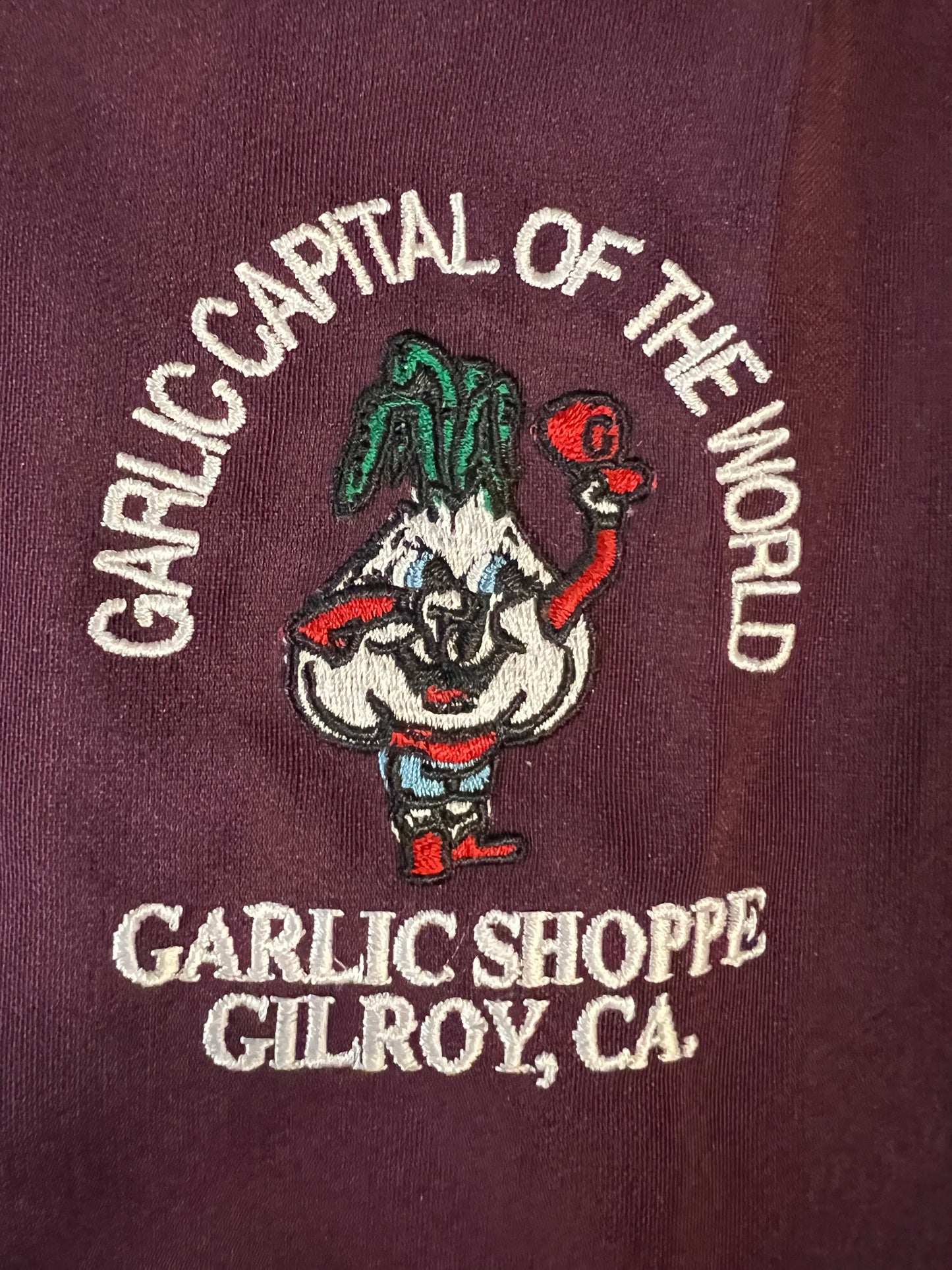 圍裙 Garlic Capital of the World Garlic Dude Logo Garlic Shoppe Gilroy CA 刺繡