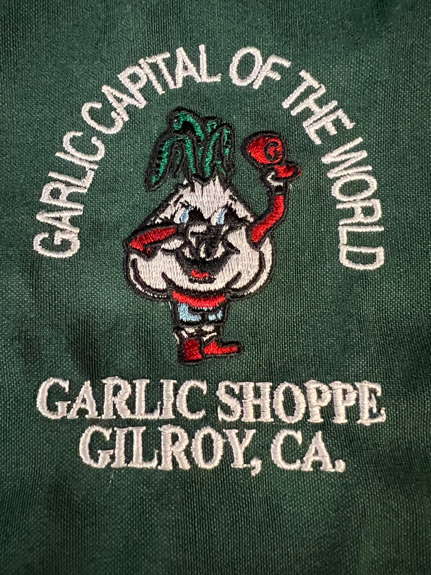 圍裙 Garlic Capital of the World Garlic Dude Logo Garlic Shoppe Gilroy CA 刺繡