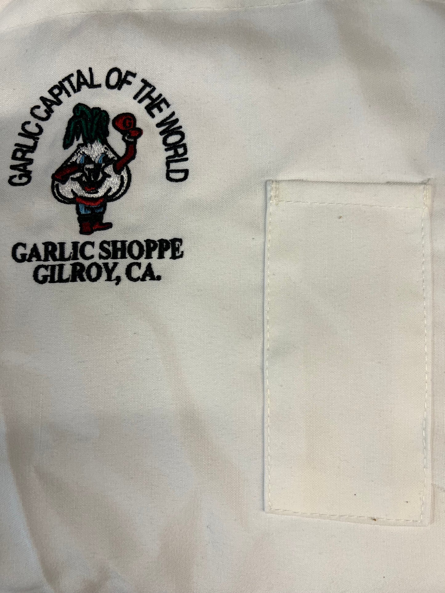 圍裙 Garlic Capital of the World Garlic Dude Logo Garlic Shoppe Gilroy CA 刺繡