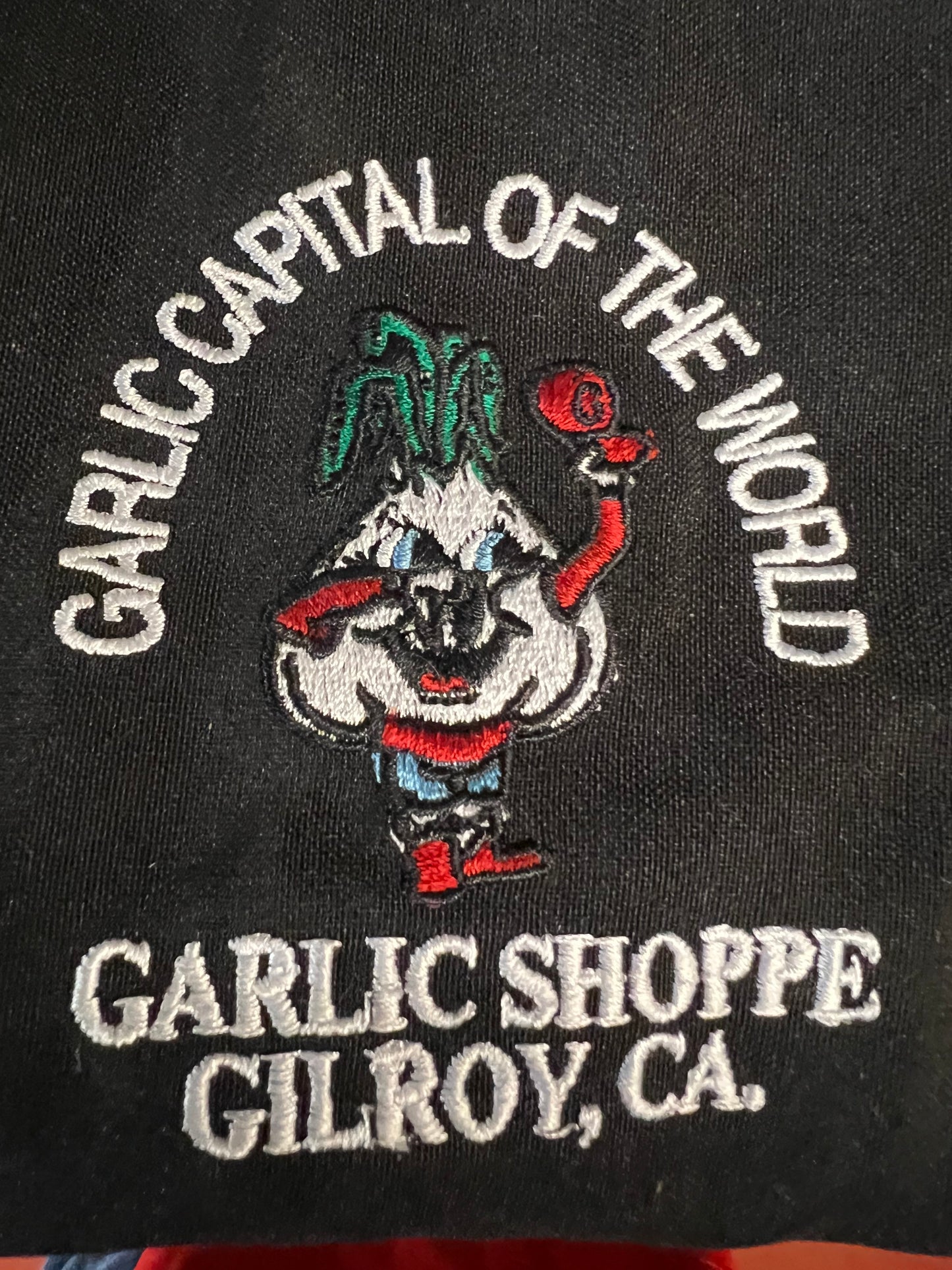圍裙 Garlic Capital of the World Garlic Dude Logo Garlic Shoppe Gilroy CA 刺繡