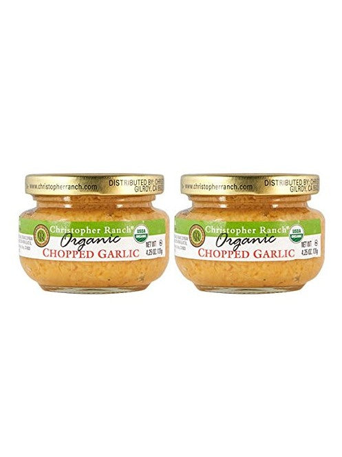 Chopped Garlic Organic USDA Christopher Ranch 4.25 oz Set of 2 Total for 8.5 oz $8.98