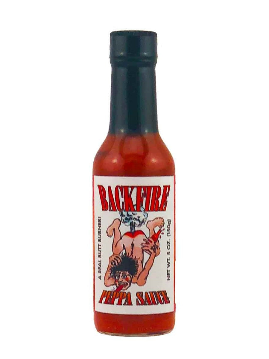 Hot Sauce Backfire A Real Butt Burner naked man ass up blowing 5 oz Heat 7 $6.48