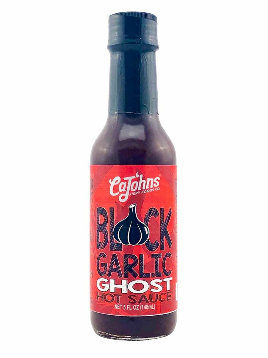 Hot Sauce Black Garlic Ghost Pepper CaJohns Fiery Foods 5 oz Heat 8 $11.98