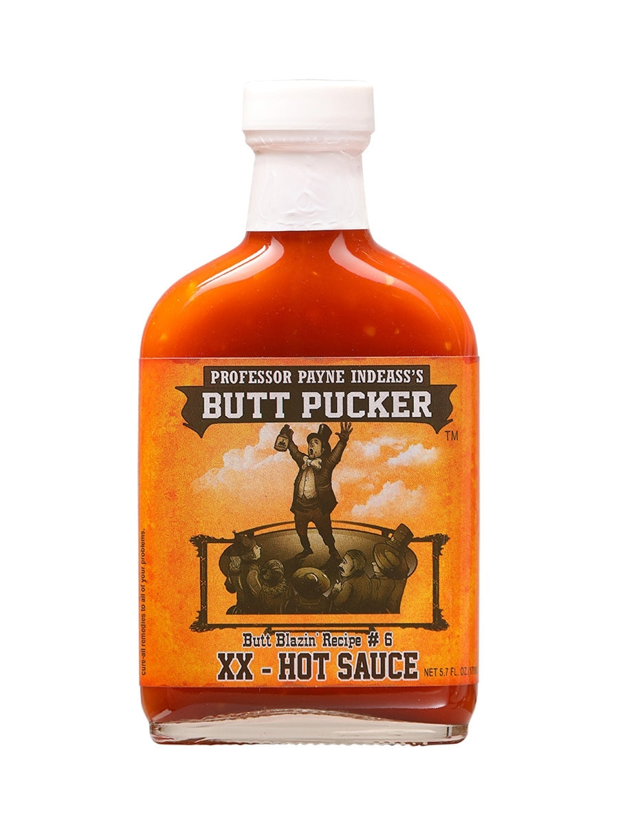 Hot Sauce Butt Pucker Professor Payne Indeass's Butt Blazin #6 XX 5.7 oz Flask Heat 9
