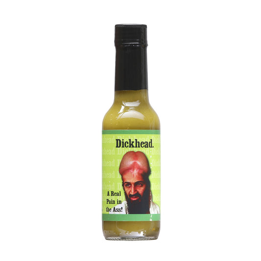 Hot Sauce Dickhead a Real Pain in the Ass Bin Laden face with dick as turban 5 oz Heat 7