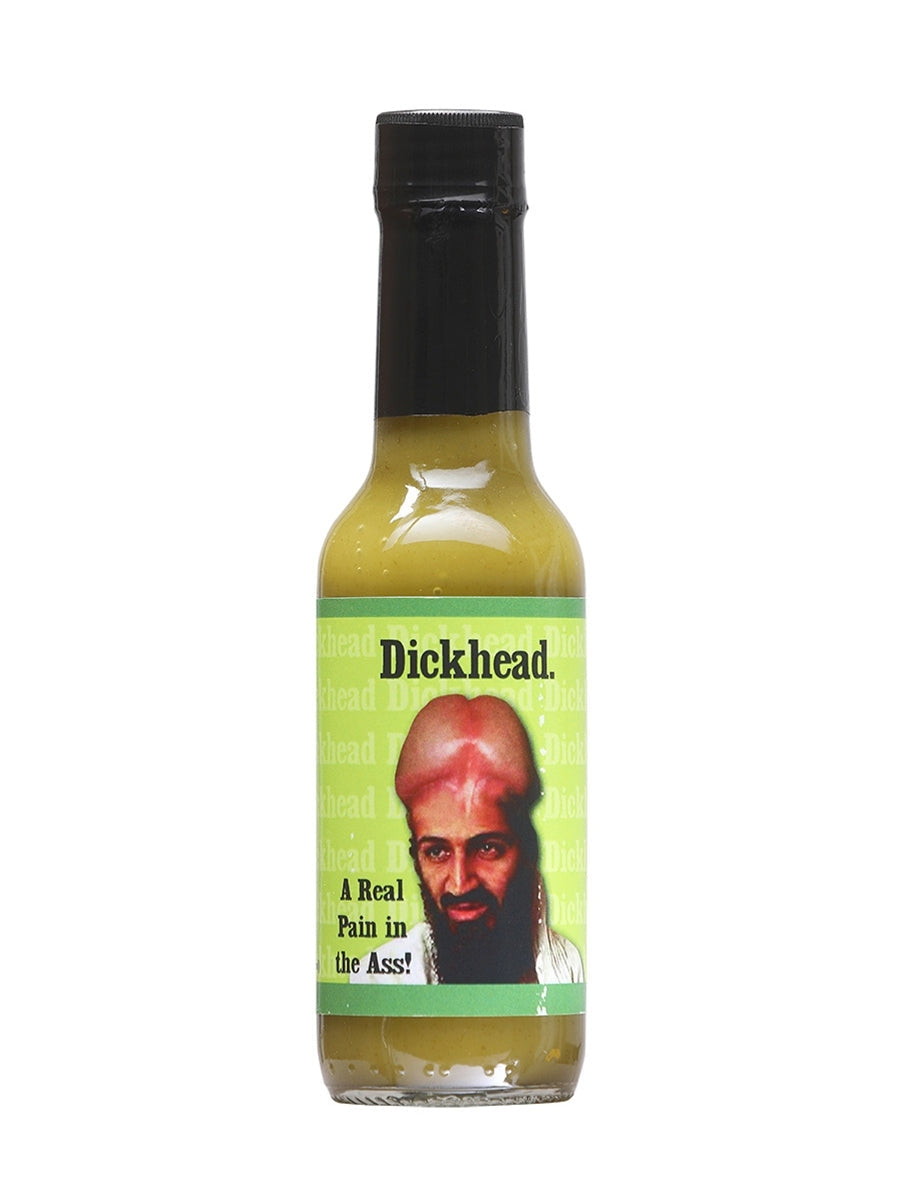 Hot Sauce Dickhead a Real Pain in the Ass Bin Laden face with dick as turban 5 oz Heat 7