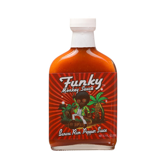 Hot Sauce Funky Monkey Banana Rum Pepper 5.7 oz Flask Heat 4