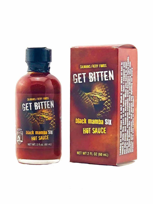 Hot Sauce Get Bitten Black Mamba Six Sauce 2 oz Heat 10+++Extract CaJohns $19.98