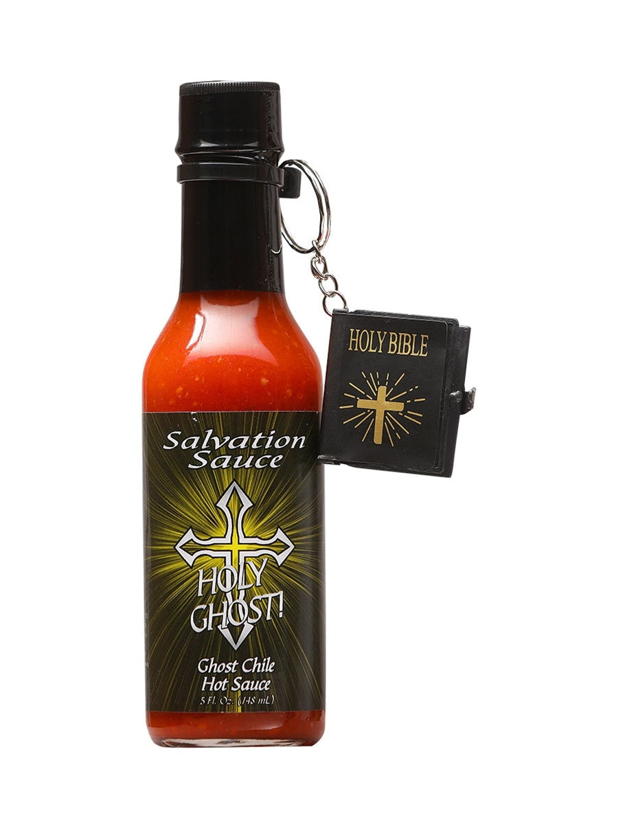 Hot Sauce Salvation Sauce Holy Ghost Ghost Chile with Mini Bible Keyring 5 oz Heat 10 $19.48