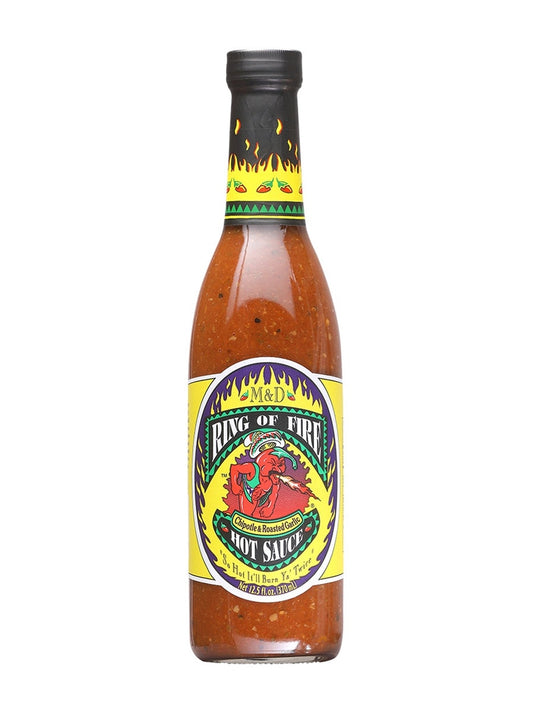 Hot Sauce Ring of Fire Roasted Garlic Chipotle 12.5 oz Big Bottle Heat 7 $13.98