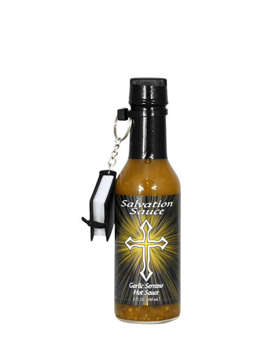 Hot Sauce Salvation Sauce Garlic Serrano with Mini Bible Keychain 5oz Heat 7 $13.98