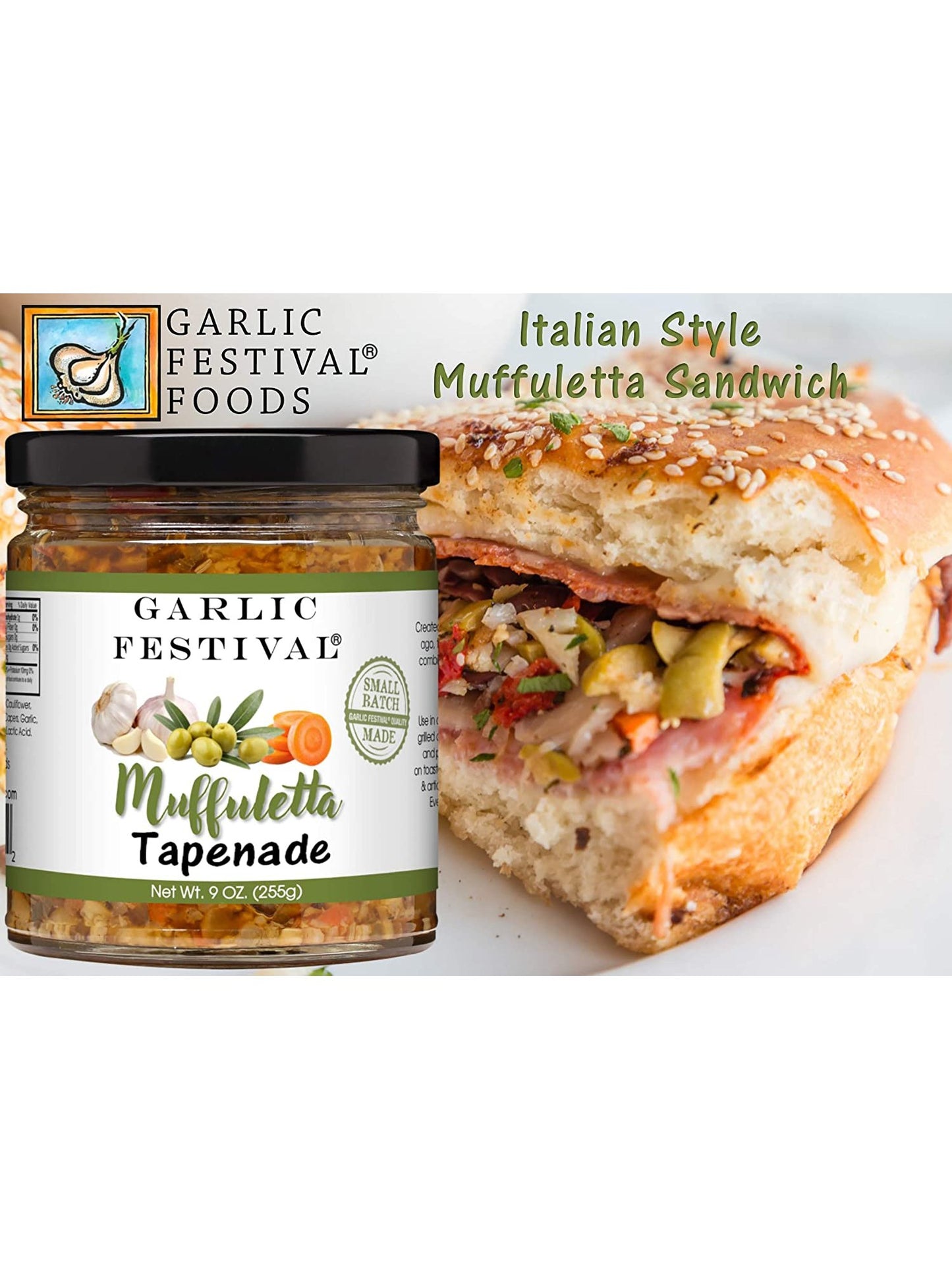 Olive Muffuletta Tapenade Spread Garlic Festival 9 oz $11.48