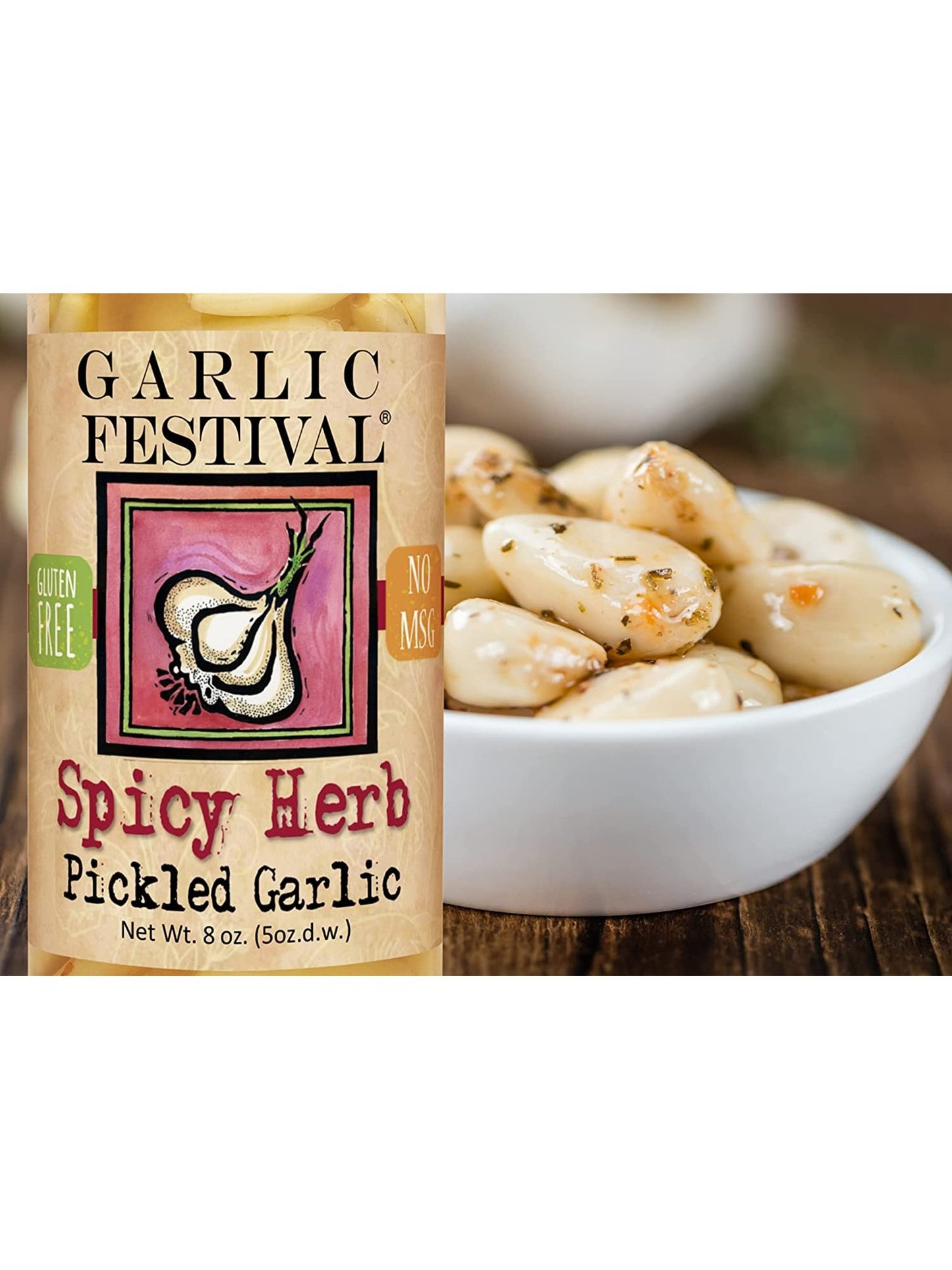 Pickled Garlic Spicy Herb Garlic Festival Foods 8 oz $9.98