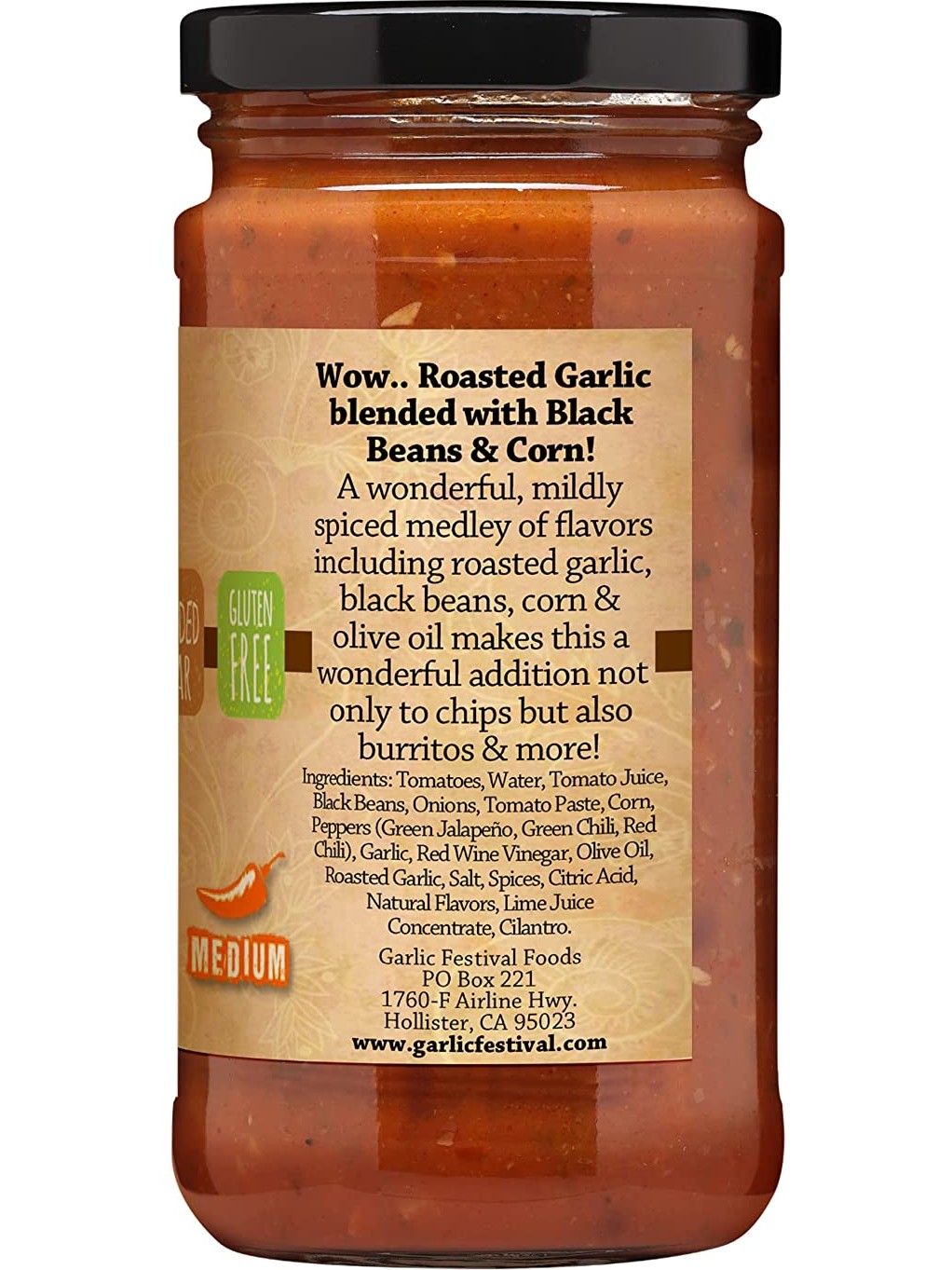 Salsa Roasted Garlic with Black Bean & Corn Garlic Festival Foods 12 oz $8.98