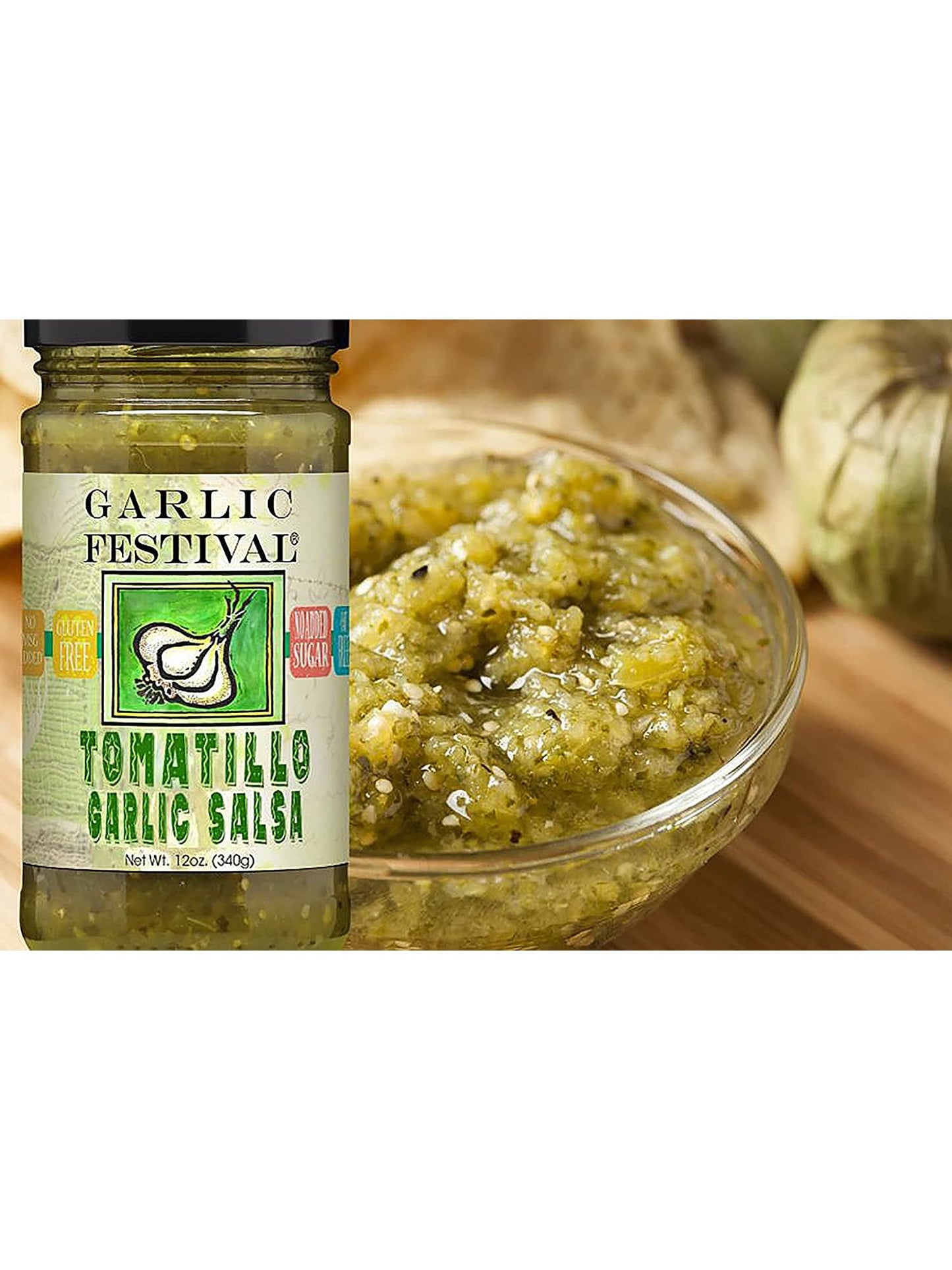 Tomatillo Garlic Salsa Garlic Festival Foods 12 盎司