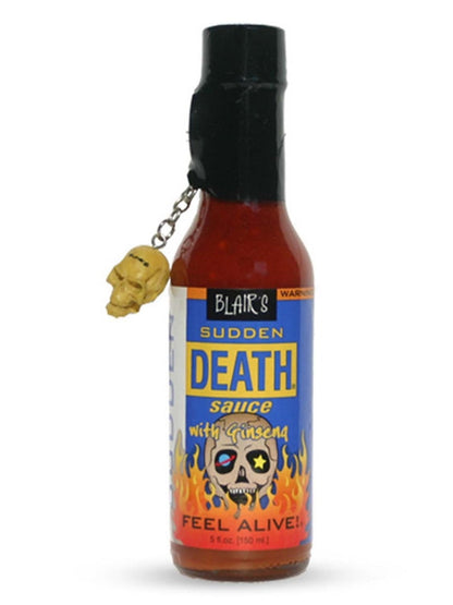 Hot Sauce Blair’s Sudden Death with Ginseng in a cardboard Coffin Skull Keychain 5 oz Heat 10 $23.98