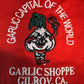 Delantales Garlic Capital of the World Garlic Dude Logo Garlic Shoppe Gilroy CA Bordado