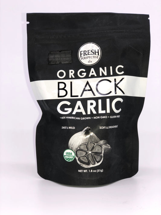 Black Garlic USDA Organic Resealable Package 1.8oz Fresh Perspective GarlicShoppe.com $6.98