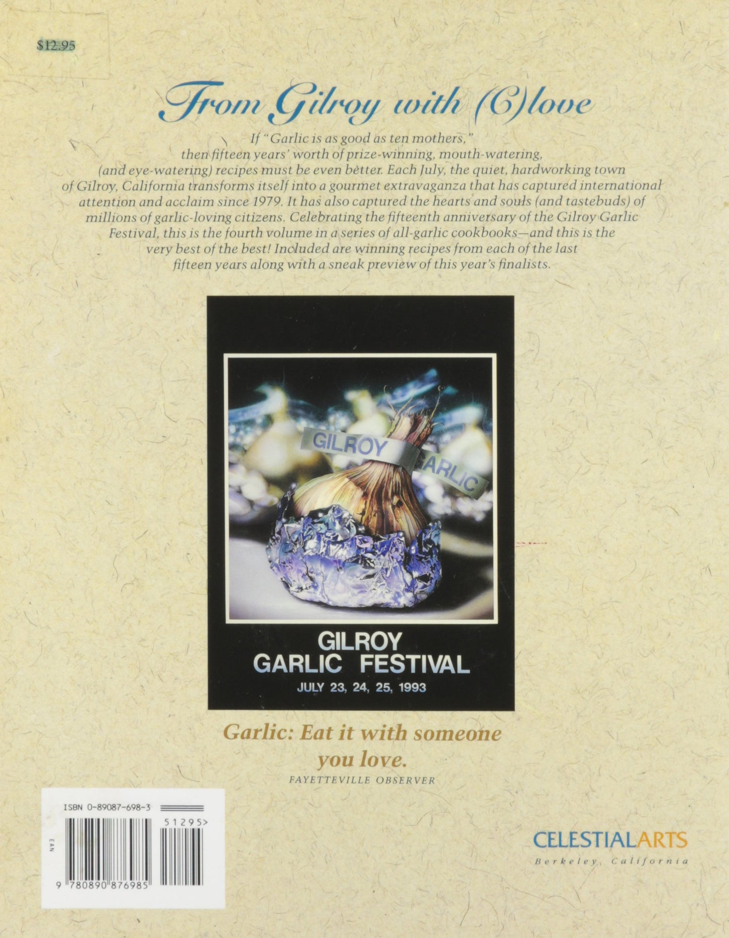 Libro de cocina para amantes del ajo Greatest Hits 15th Anniversary Gilroy Garlic Festival Gold $13.98 Vintage