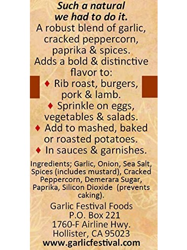 Condimento de ajo y granos de pimienta molidos Garlic Festival Foods 1 lb 8 oz $32.98