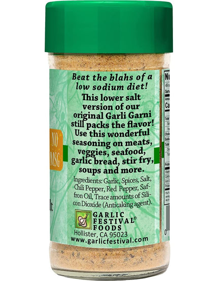 Seasoning Garli Garni Low Salt 80% Less Salt All Purpose 2.6 oz Garlic Festival Foods $9.98