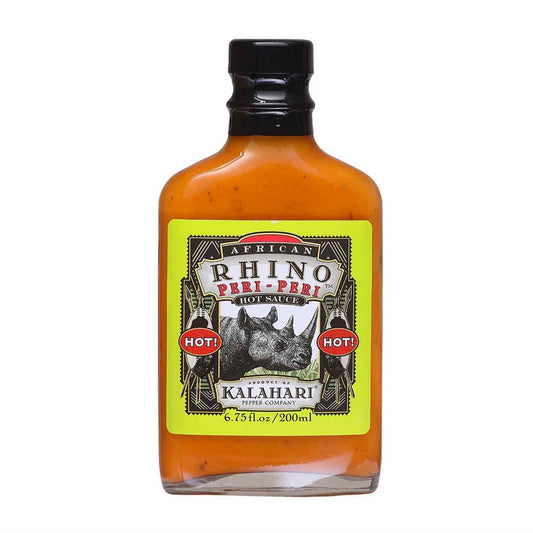 Hot Sauce African Rhino Peri Peri Pepper Hot 6.75 oz Flask Heat 5