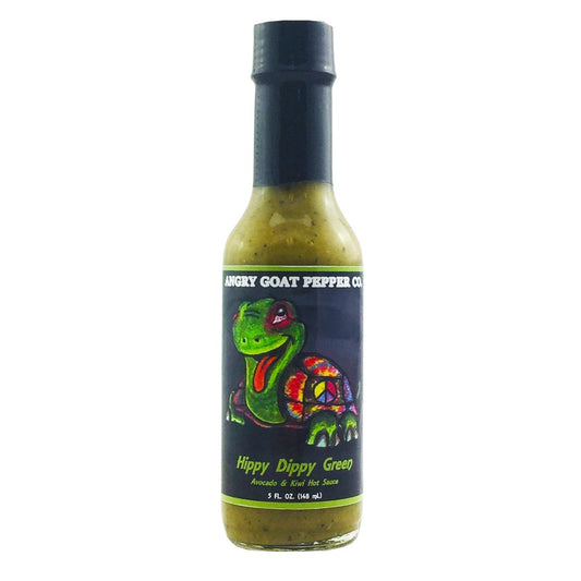 Hot Sauce Angry Goat  Pepper Co Hippy Dippy Green Avocado & Kiwi 5 oz Heat 3