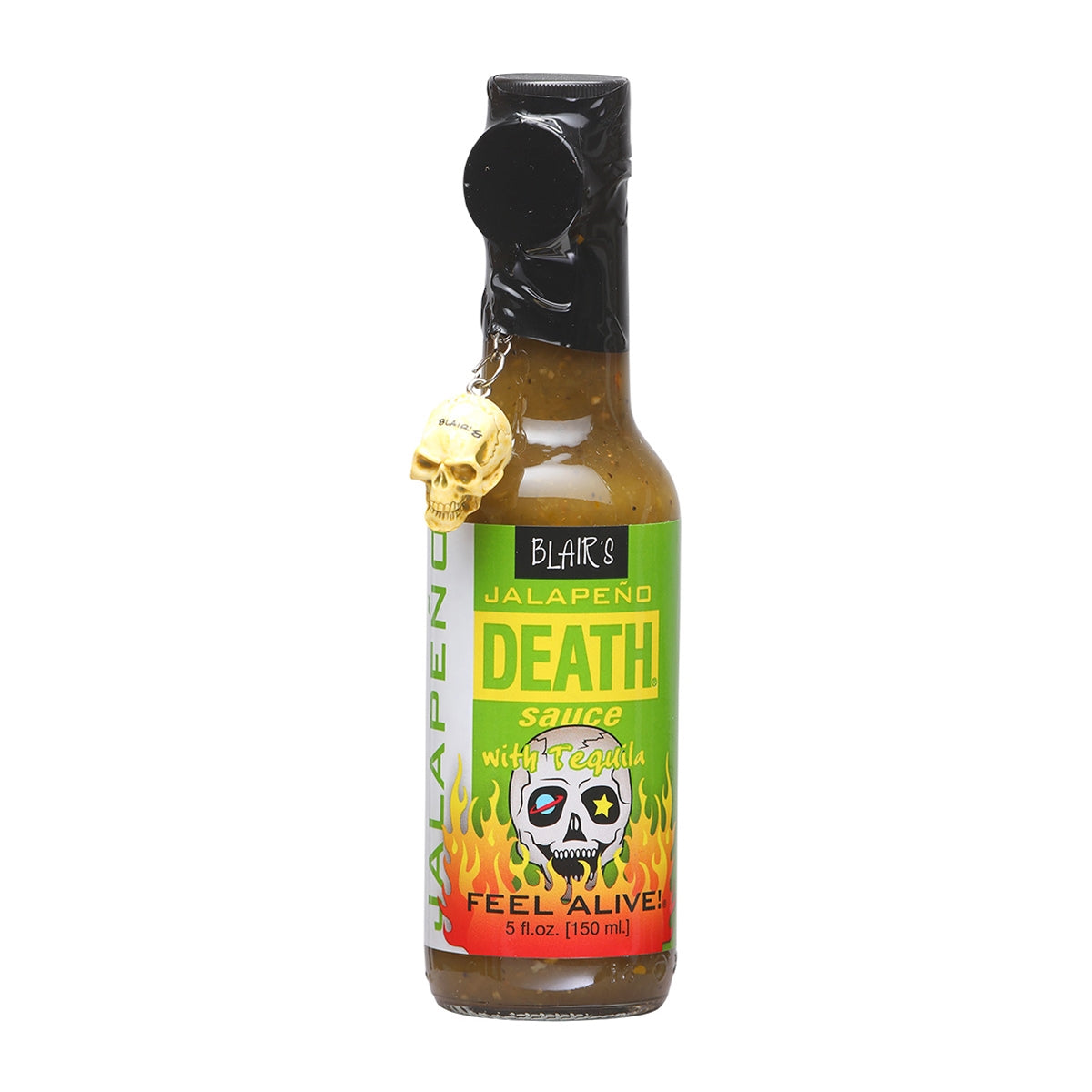 Hot Sauce Blairs Death Jalapeno with Tequila 5 oz Heat 7 Skull keychain