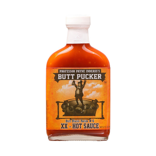 Hot Sauce Butt Pucker Professor Payne Indeass's Butt Blazin #6 XX 5.7 oz Flask Heat 9