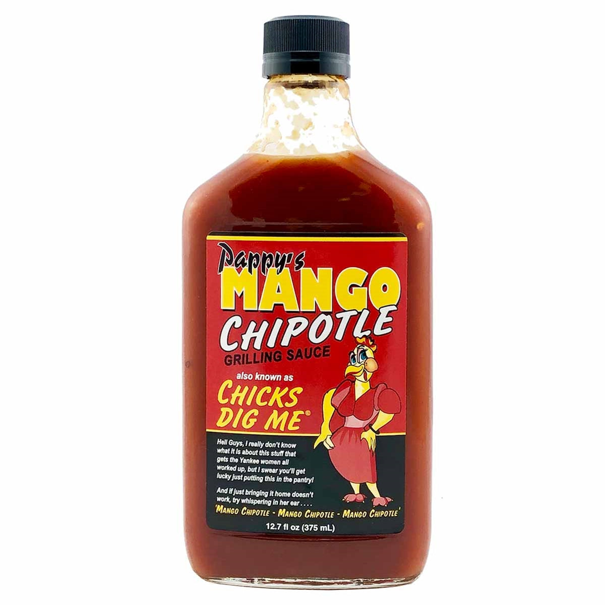 Hot Sauce Pappys Mango Chipotle Grilling Chicks Dig Me! 12.7 oz Large Flask Heat 5