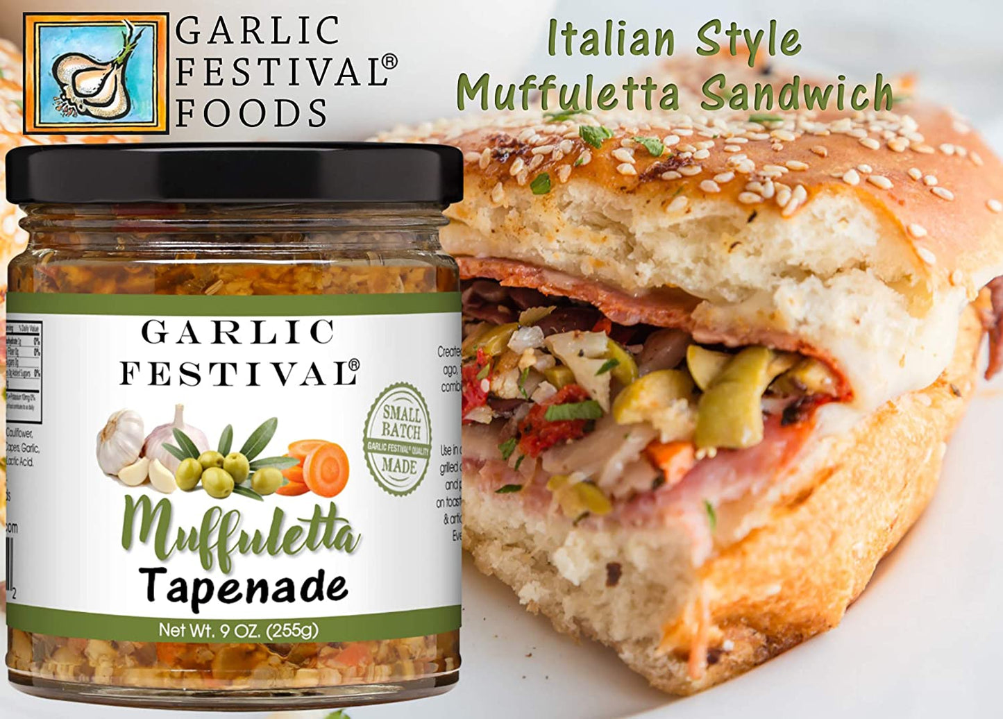Olive Muffuletta Tapenade Spread Garlic Festival 9 oz $11.48