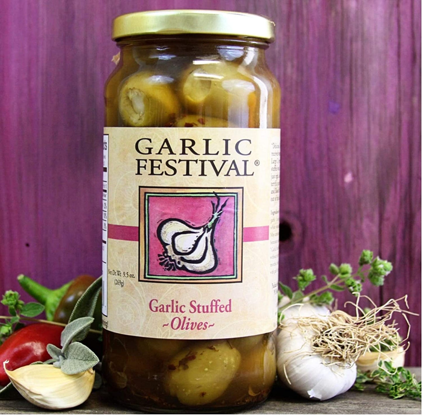 Olives Garlic Stuffed Garlic Festival 9.5 oz $12.98