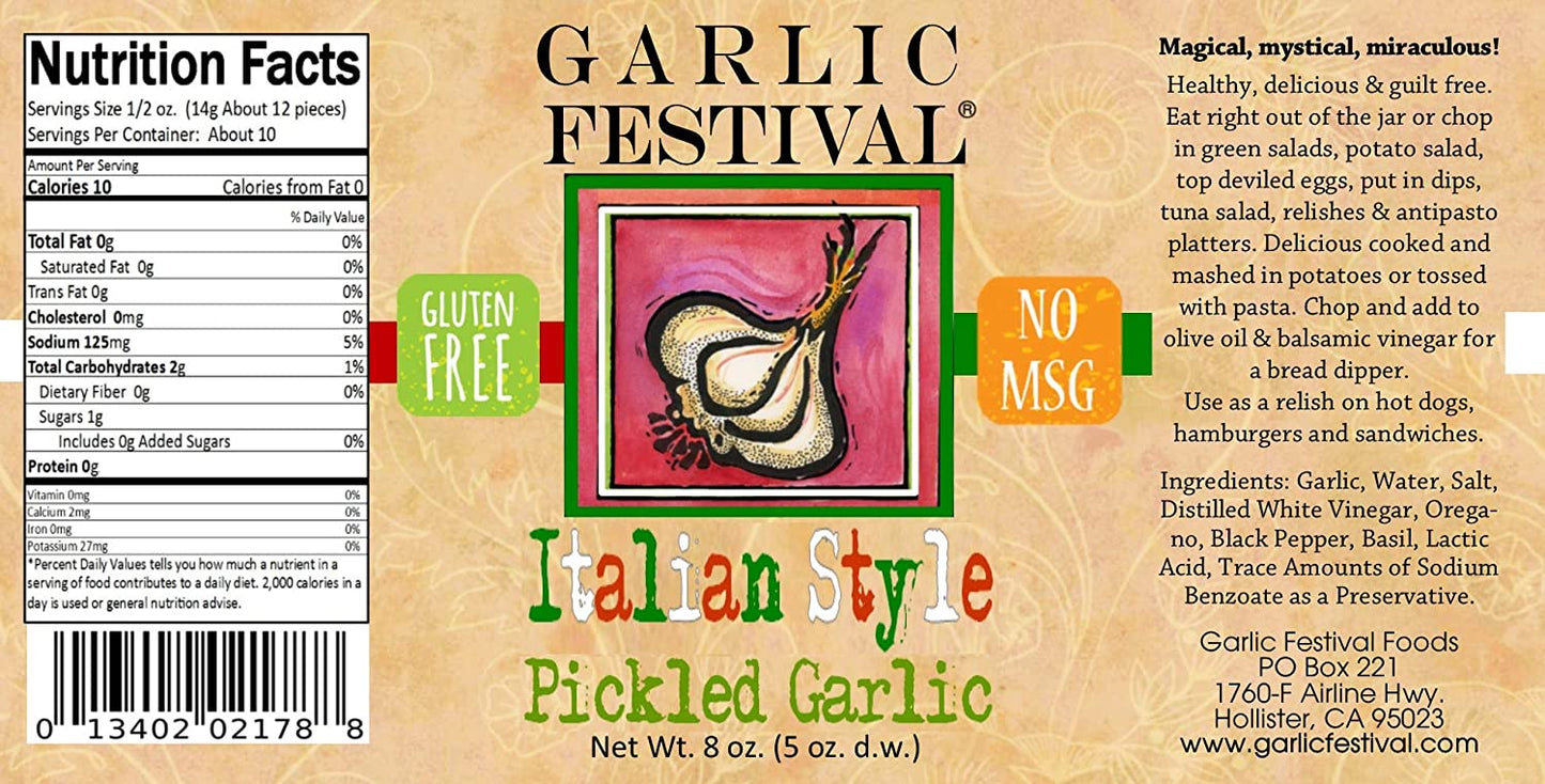Pickled Garlic Italian Style Garlic Festival Foods 8 oz $9.98