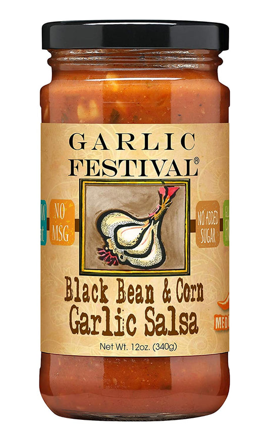Salsa Roasted Garlic with Black Bean & Corn Garlic Festival Foods 12 oz  $8.98