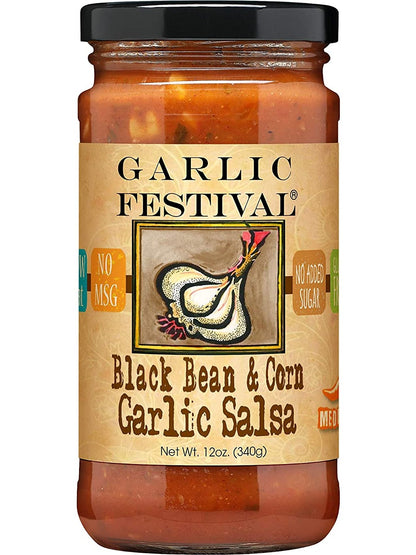 Salsa Roasted Garlic with Black Bean & Corn Garlic Festival Foods 12 oz  $8.98