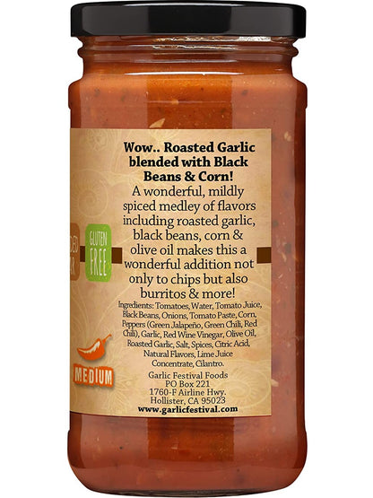 Salsa Roasted Garlic with Black Bean & Corn Garlic Festival Foods 12 oz  $8.98