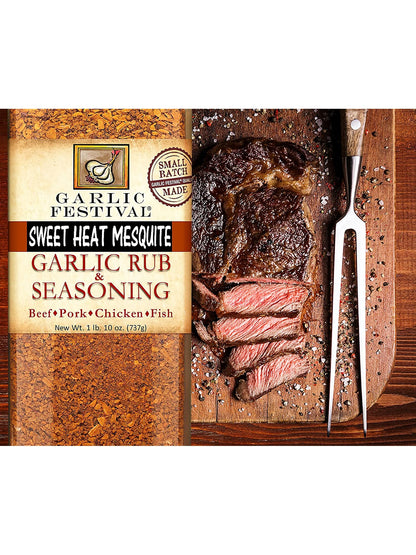 Sweet Heat Mesquite Garlic Rub & Seasoning 1lb10oz Garlic Festival Foods $32.98